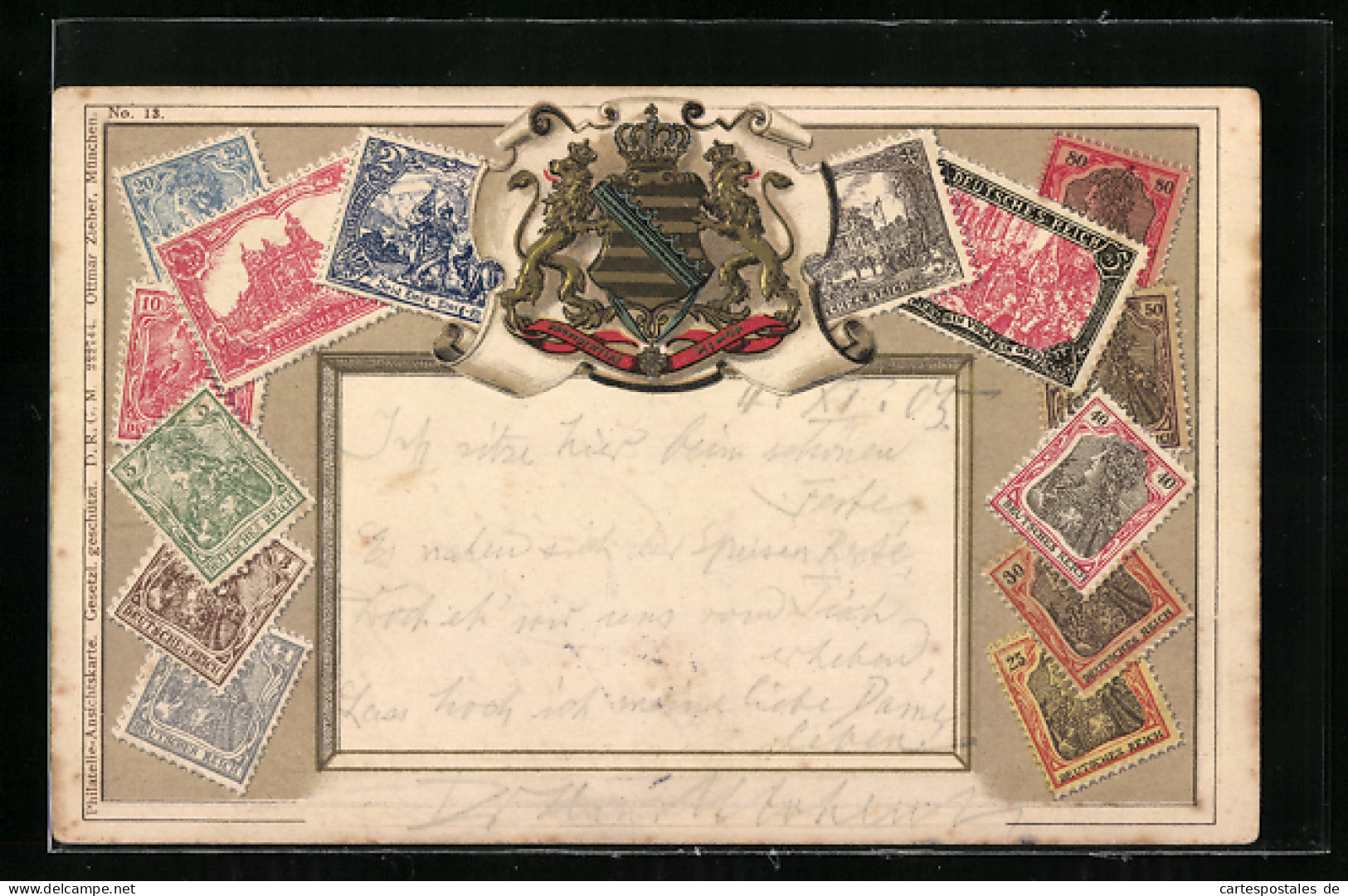 AK Briefmarken Deutsches Reich Mit Wappen  - Stamps (pictures)