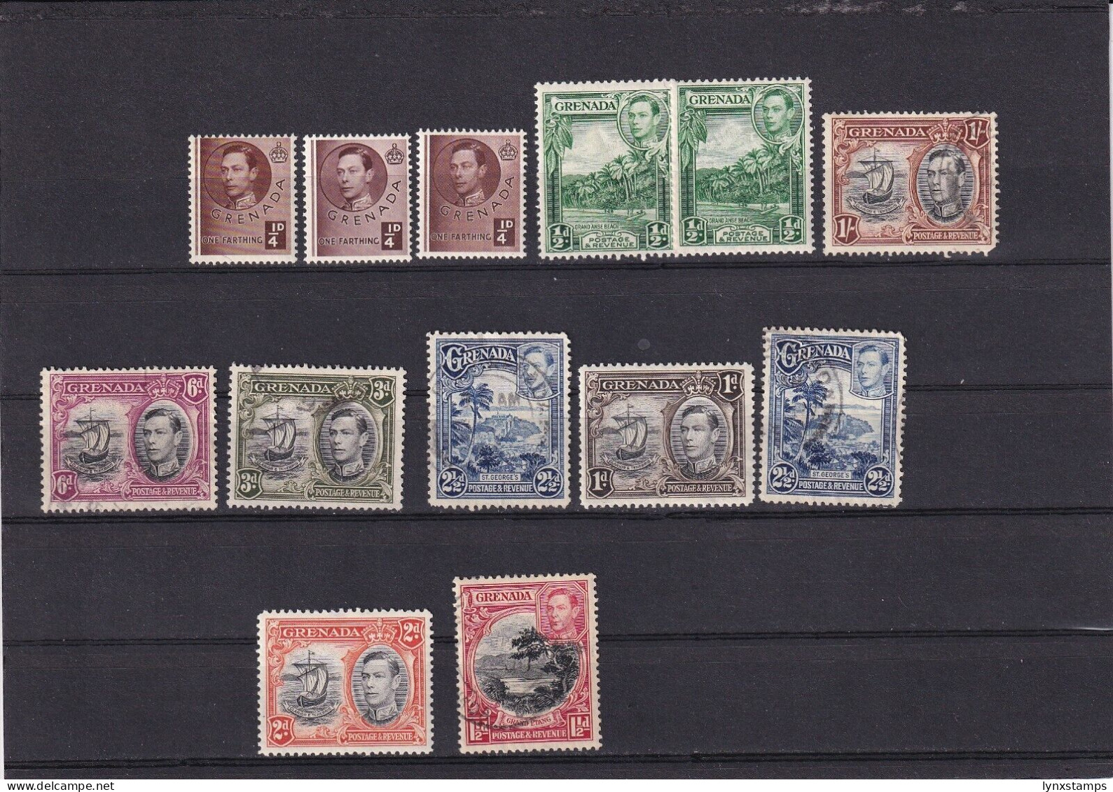 SA06a Grenada 1937 Local Motives And King George VI Used Stamps - Grenade (1974-...)