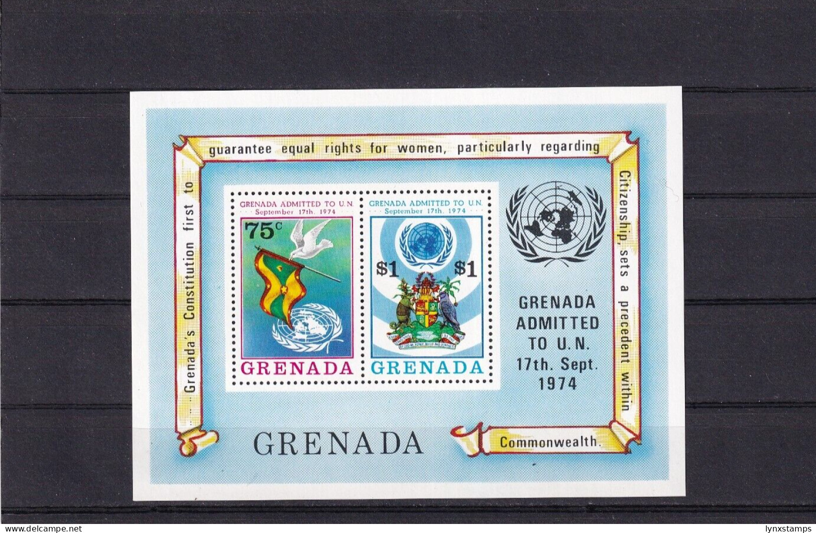 SA06a Grenada 1975 Grenada's Admission To The U.N. (1974) Minisheet - Grenada (1974-...)