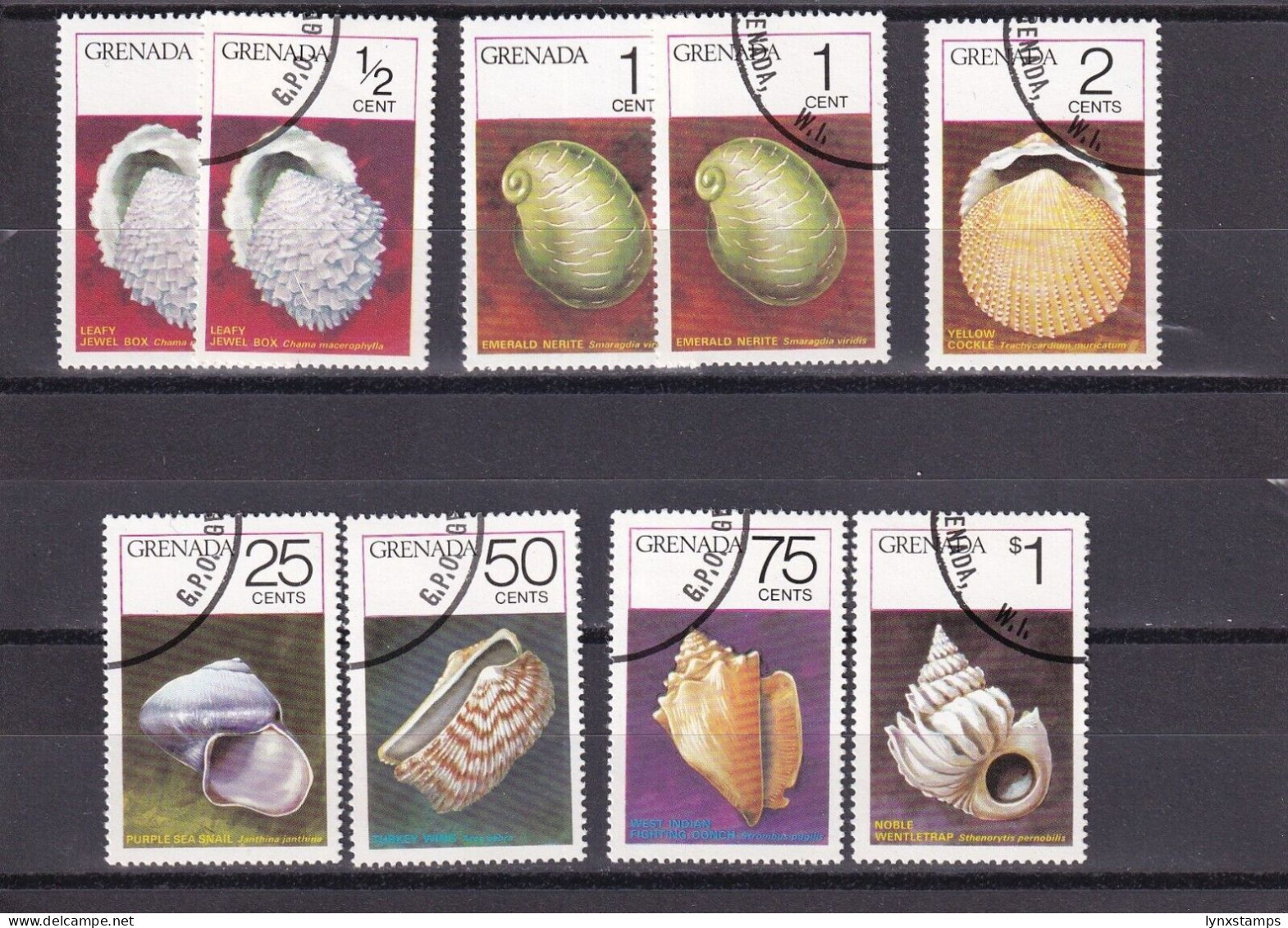 SA06a Grenada 1975 Sea Shells Used Stamps - Grenada (1974-...)