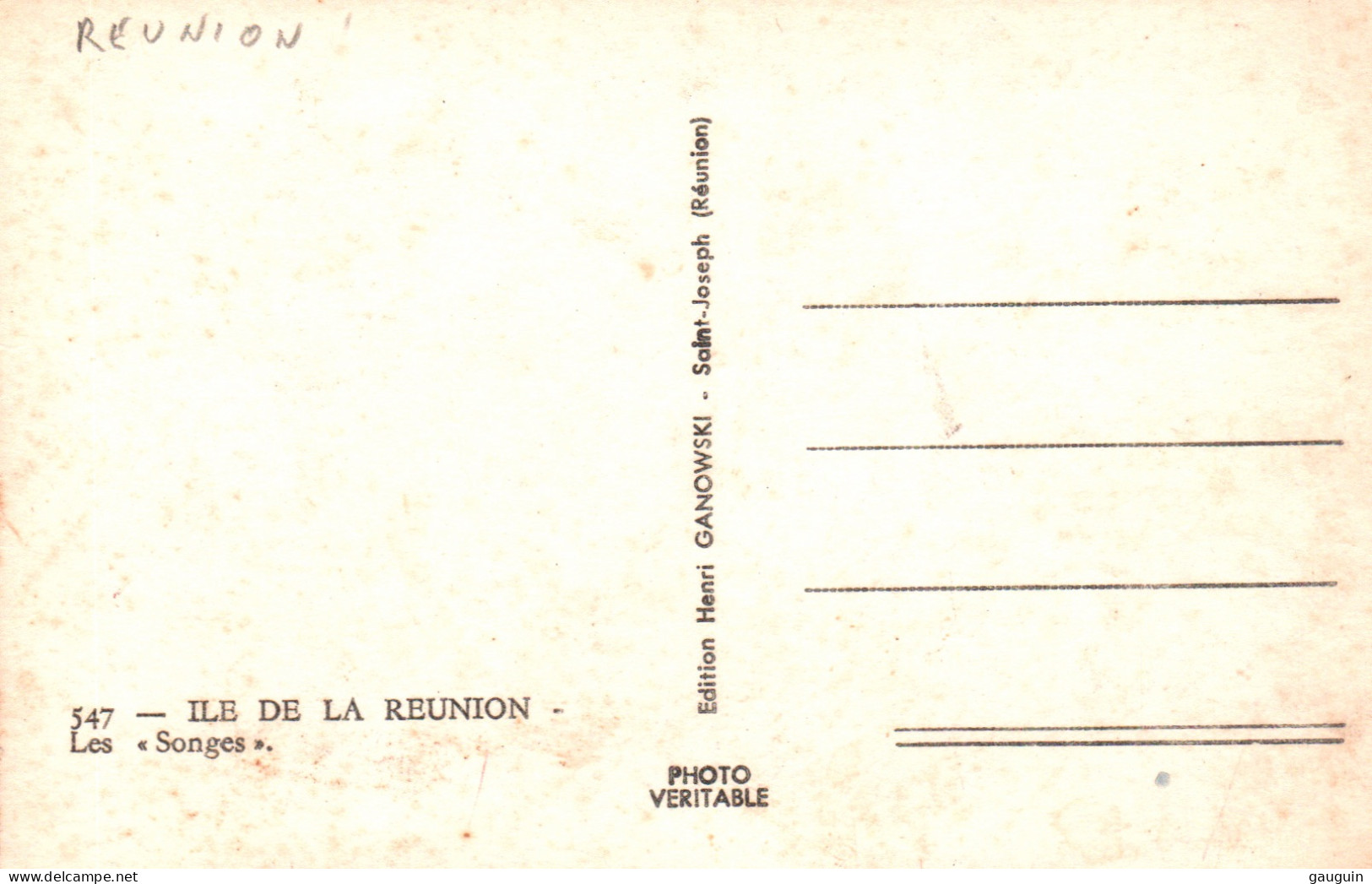 CPSM - ILE De La RÉUNION - Les Songes - Edition H.Ganowski (format 9x14) - Autres & Non Classés