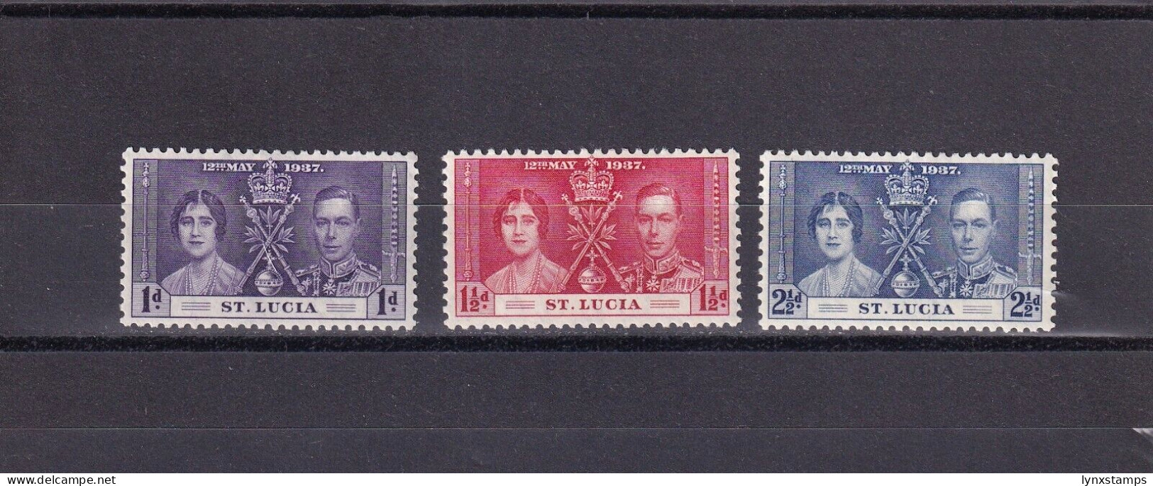 SA06a St Lucia 1937 Coronation King George VI & Queen Elizabeth Hinged Stamps - St.Lucia (1979-...)