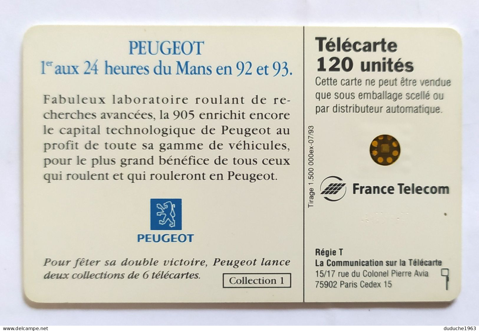 Télécarte France - Peugeot 24 Heures Du Mans - Non Classificati