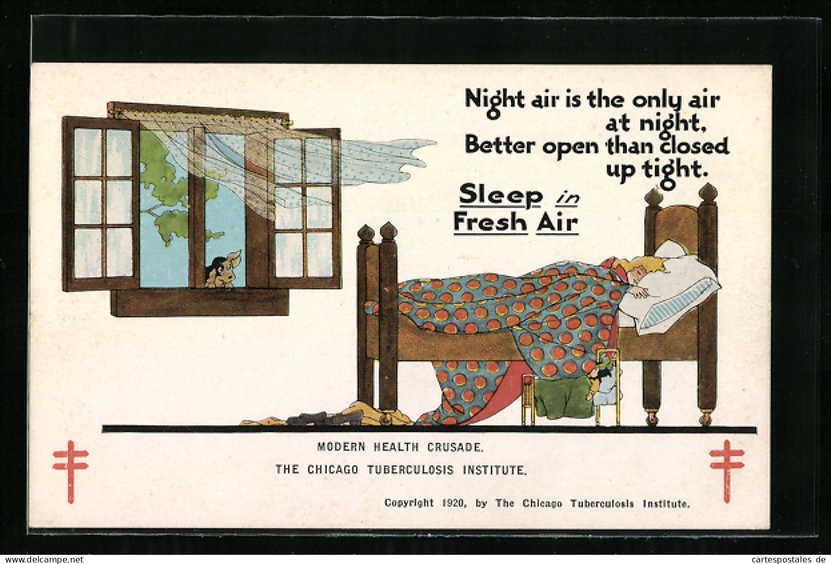Künstler-AK Noght Air Is The Only Air At Night, Better Open Than Closed Up Tight. Sleep In Fresh Air, Medizin  - Santé