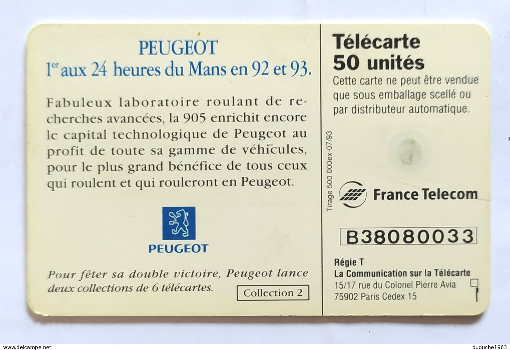 Télécarte France - Peugeot 24 Heures Du Mans - Unclassified