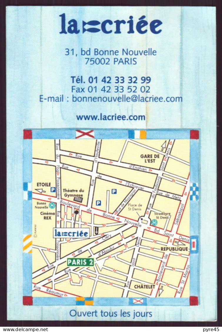 CARTE PUBLICITAIRE LA CRIEE A PARIS RESTAURANT - Visiting Cards