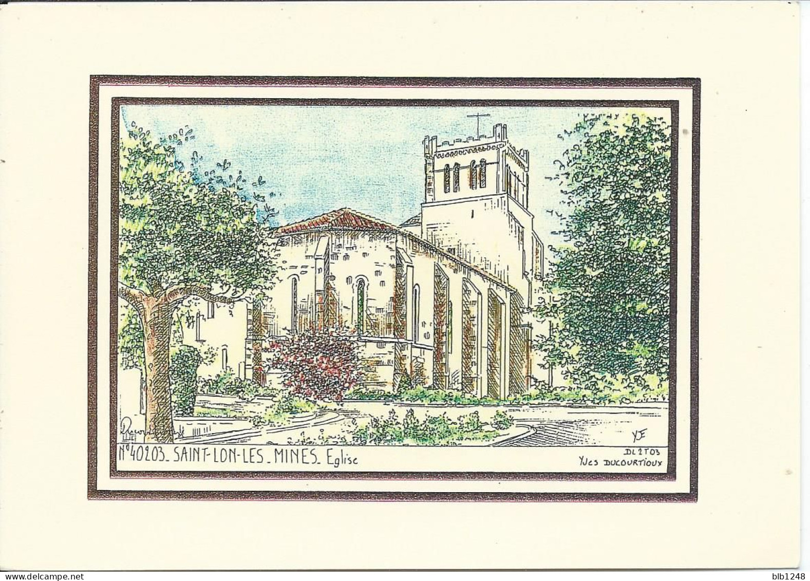 [40] Landes > Saint Lon Les Mines Eglise  Dessin De Ducourtieux - Otros & Sin Clasificación