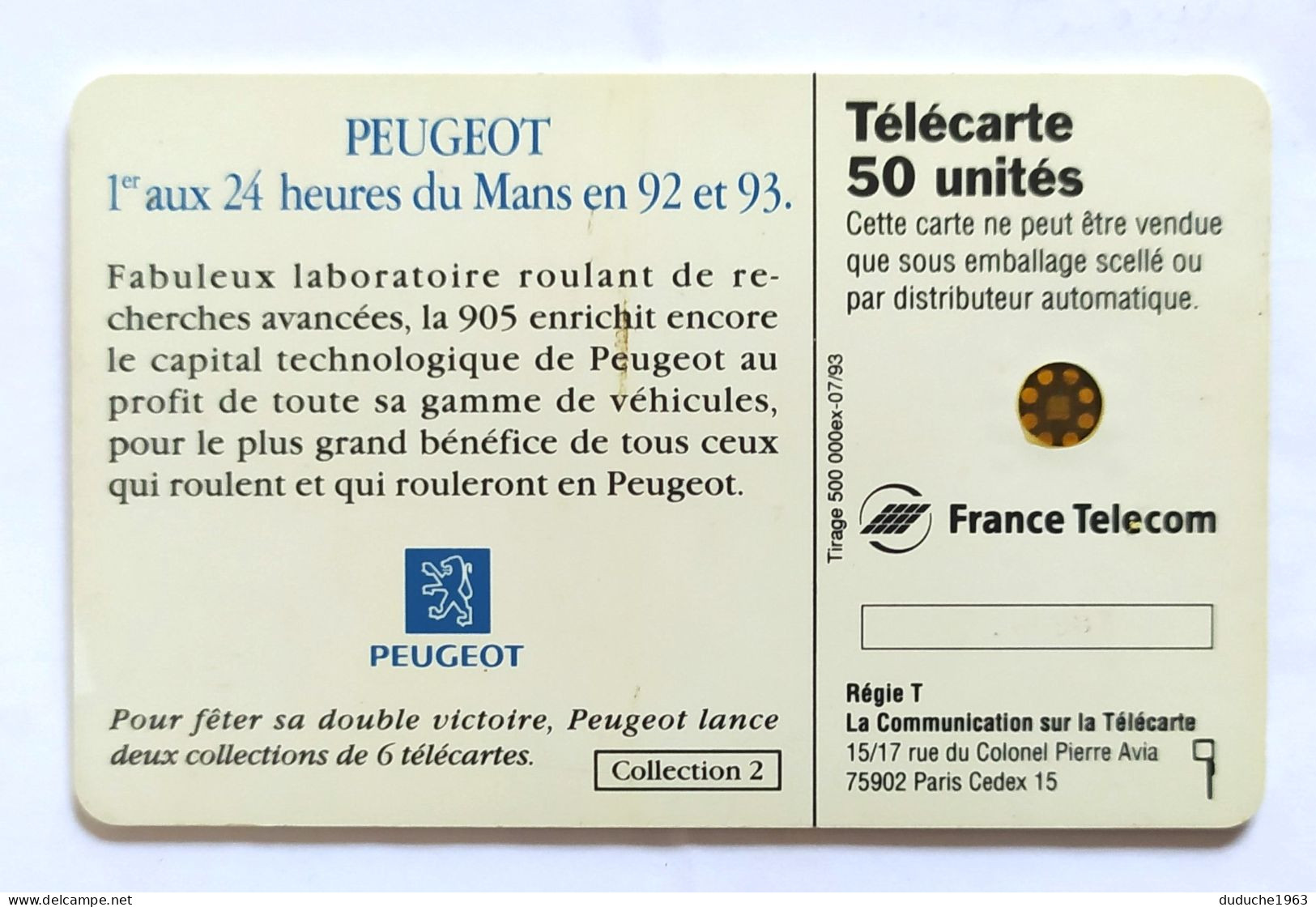 Télécarte France - Peugeot 24 Heures Du Mans - Unclassified