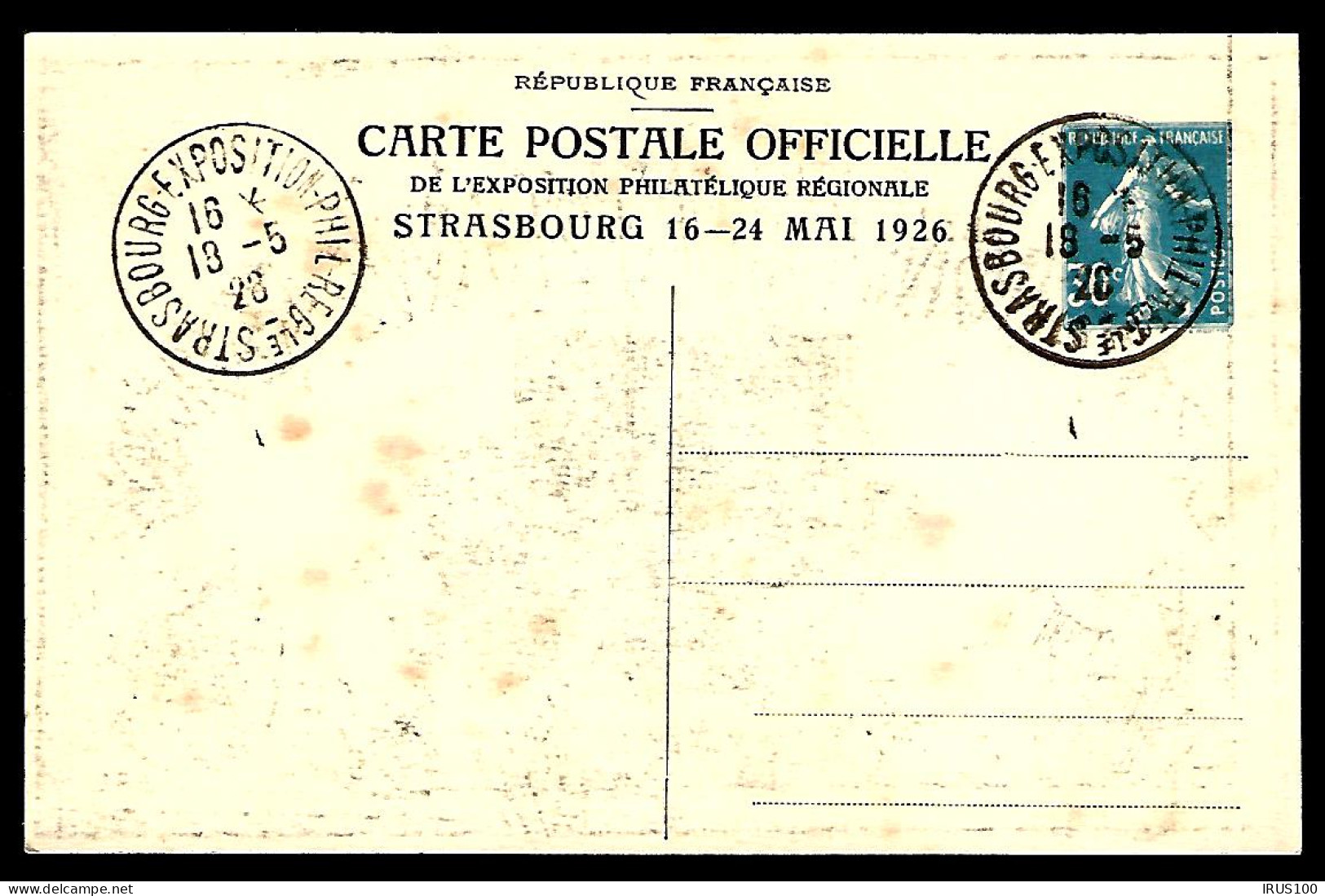 EXPOSITION PHILATÉLIQUE INTERNATIONALE - STRASBOURG 1928 -  - Postales Tipos Y (antes De 1995)