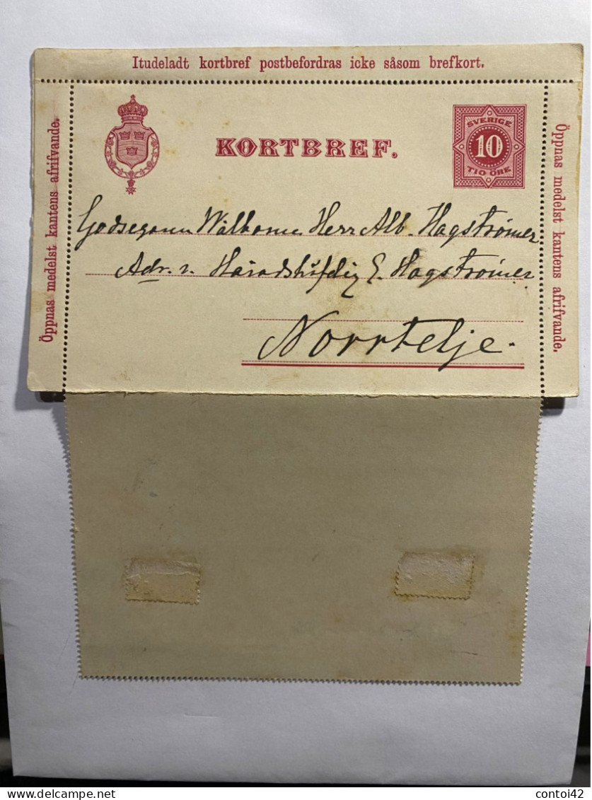 SUEDE SWEDEN ENTIER POSTAL 1896 KORTBREF NORRTELJE PHILATELIE TIMBRE - Entiers Postaux