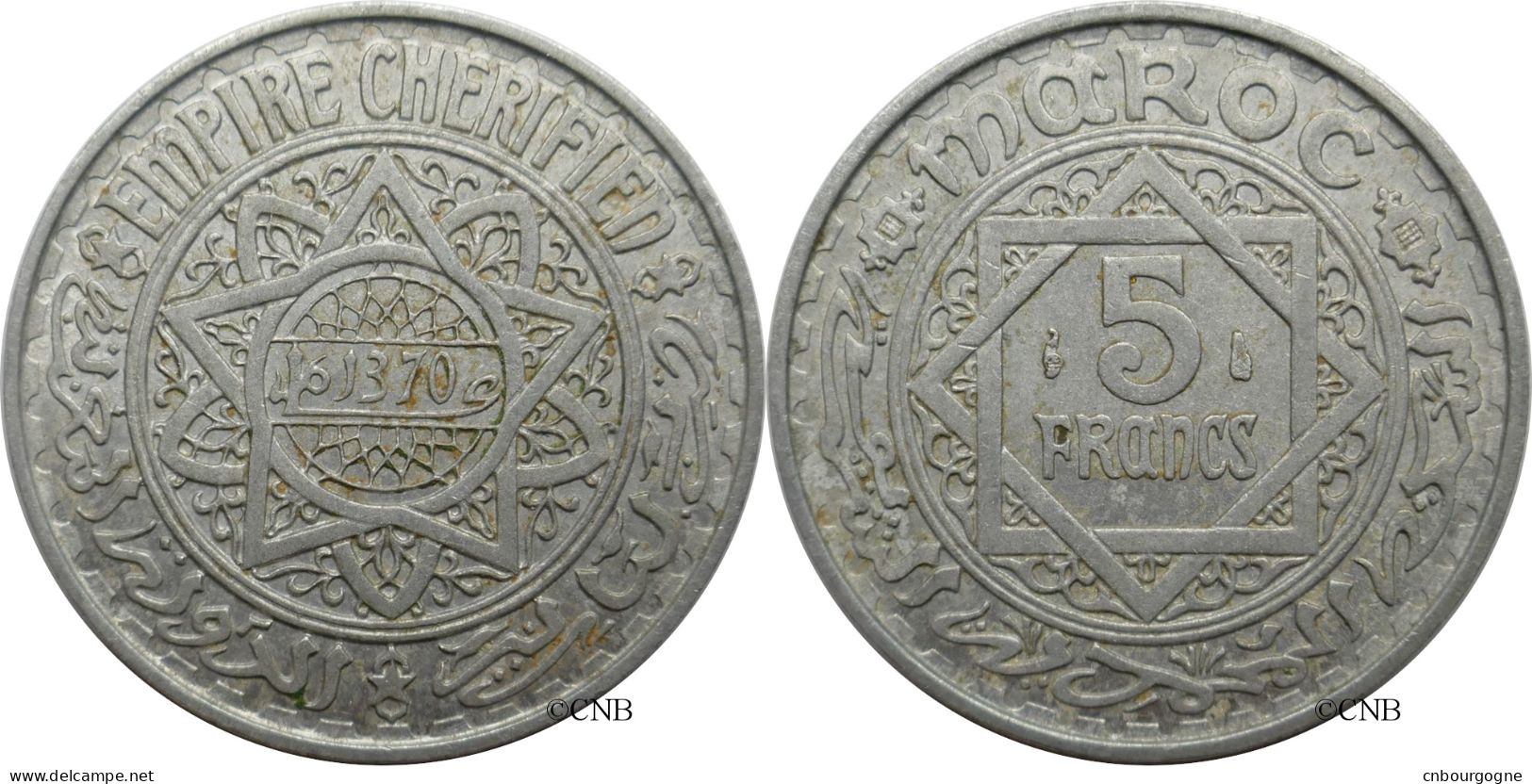 Maroc - Protectorat Français - Mohammed V - 5 Francs AH1370 (1951) - TTB+/AU50 - Mon5999 - Morocco