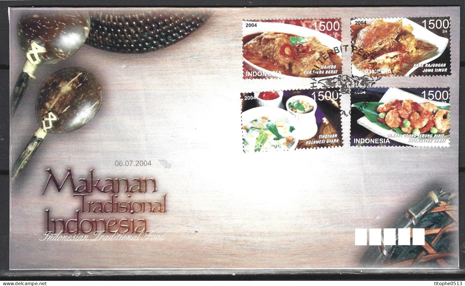 INDONESIE. N°2103-6 De 2004 Sur Enveloppe 1er Jour. Gastronomie. - Ernährung