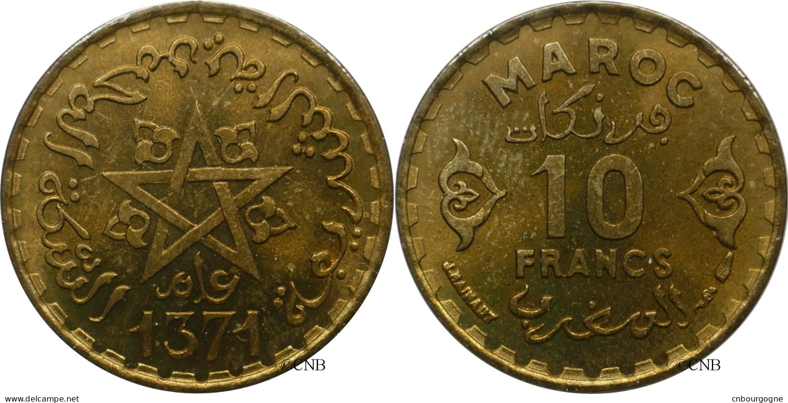 Maroc - Protectorat Français - Mohammed V - 10 Francs AH1371 (1952) - SUP+/MS62 - Mon6000 - Morocco