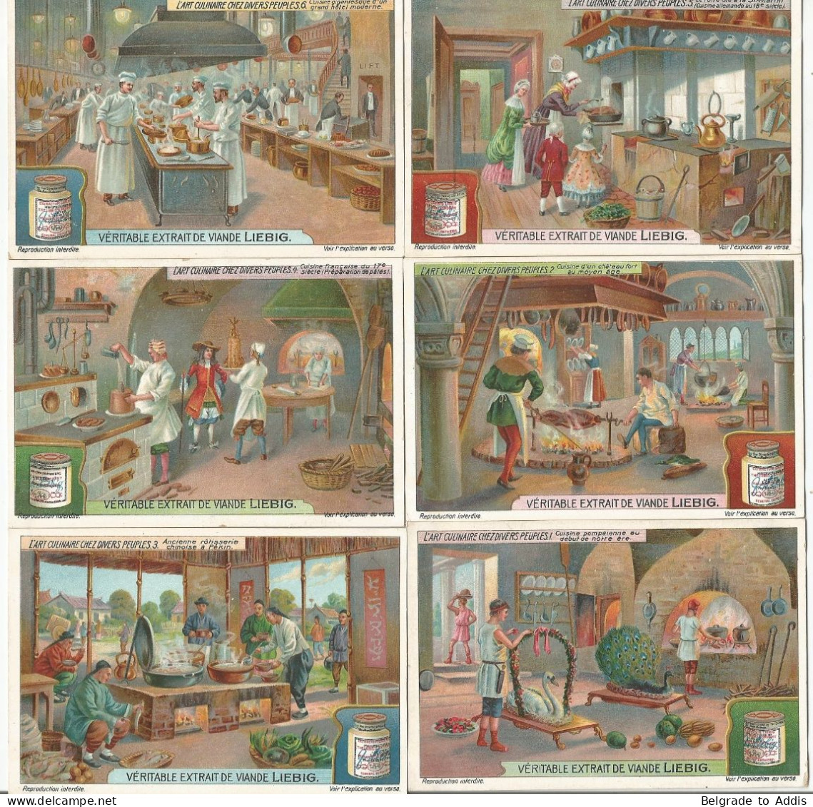Chromo Liebig Série Compl. De 6 Chromos S_1037 L'Art Culinaire Chez Divers Peuples 1912 - Liebig