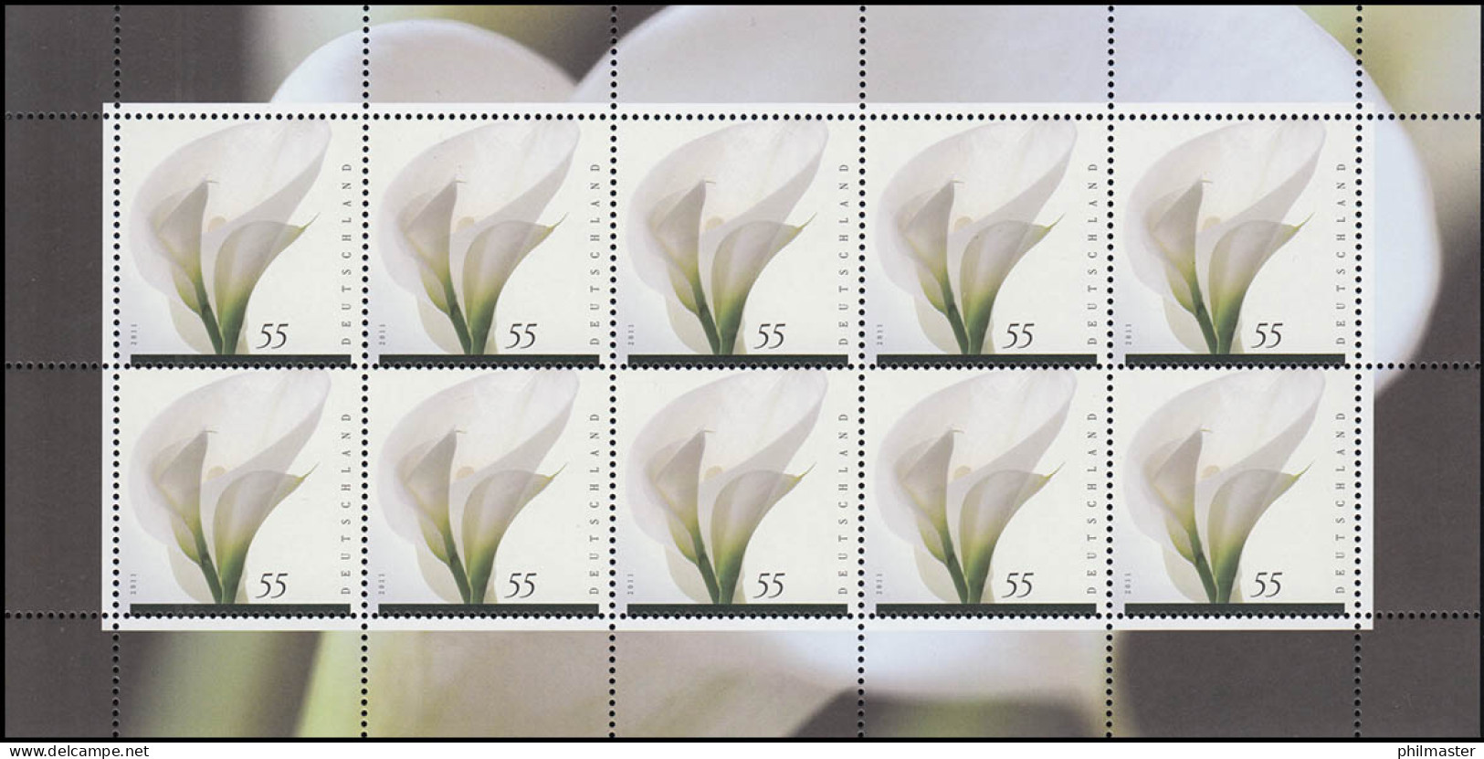 2894 Trauermarke - Blüten Der Zimmercalla - 10er-Bogen ** Postfrisch - 2001-2010