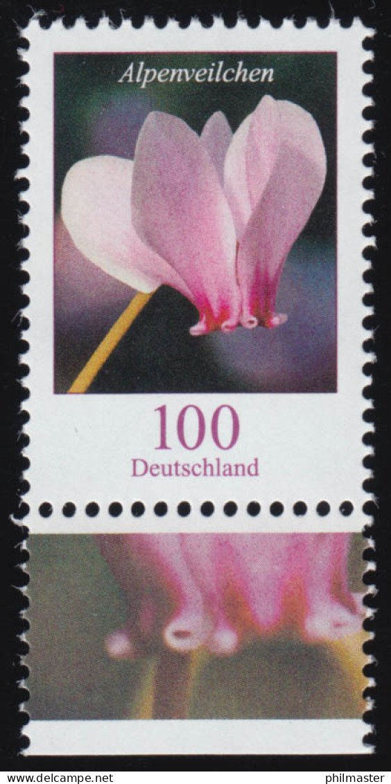 3365 Blume Alpenveilchen 100 Cent, Aus Bogen, ** Postfrisch - Ongebruikt