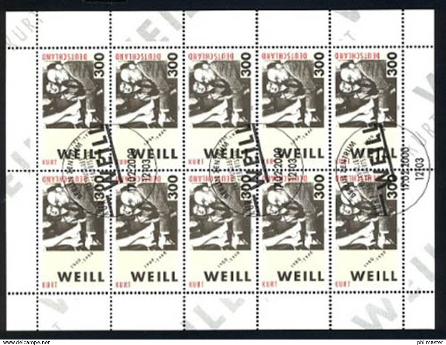 2100 Kurt Weill - 10er-Bogen Mit ESSt BONN - 1991-2000