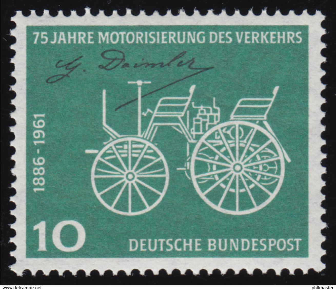 363w Motorisierung 10 Pf Gottlieb Daimler, Glatte Gummierung, ** - Neufs