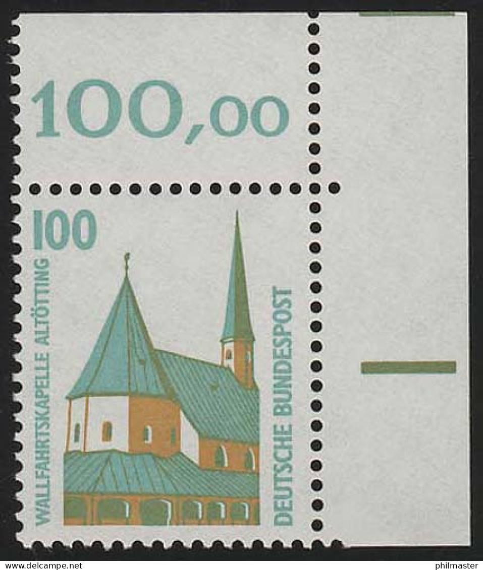 1406v WEISSE GUMMIERUNG SWK 100 Pf Ecke Oben Rechts, ** Postfrisch - Unused Stamps