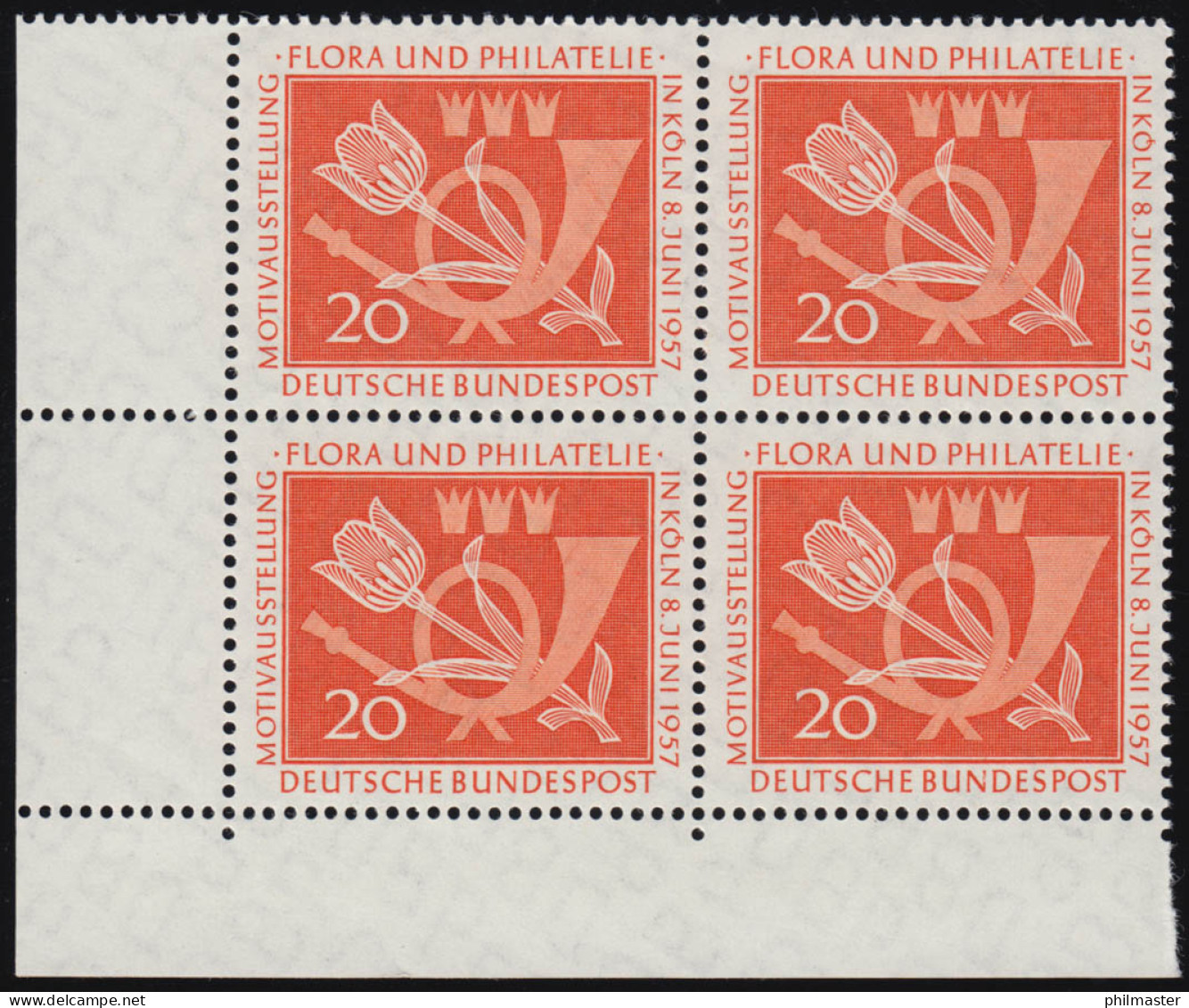 254 Flora Und Philatelie ** Eck-Vbl U.l. - Unused Stamps