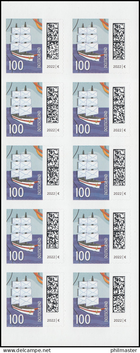 FB 115b Welt Der Briefe: Briefsegler 100 C., Folienblatt 10x3653I, 162020158, ** - 2011-2020