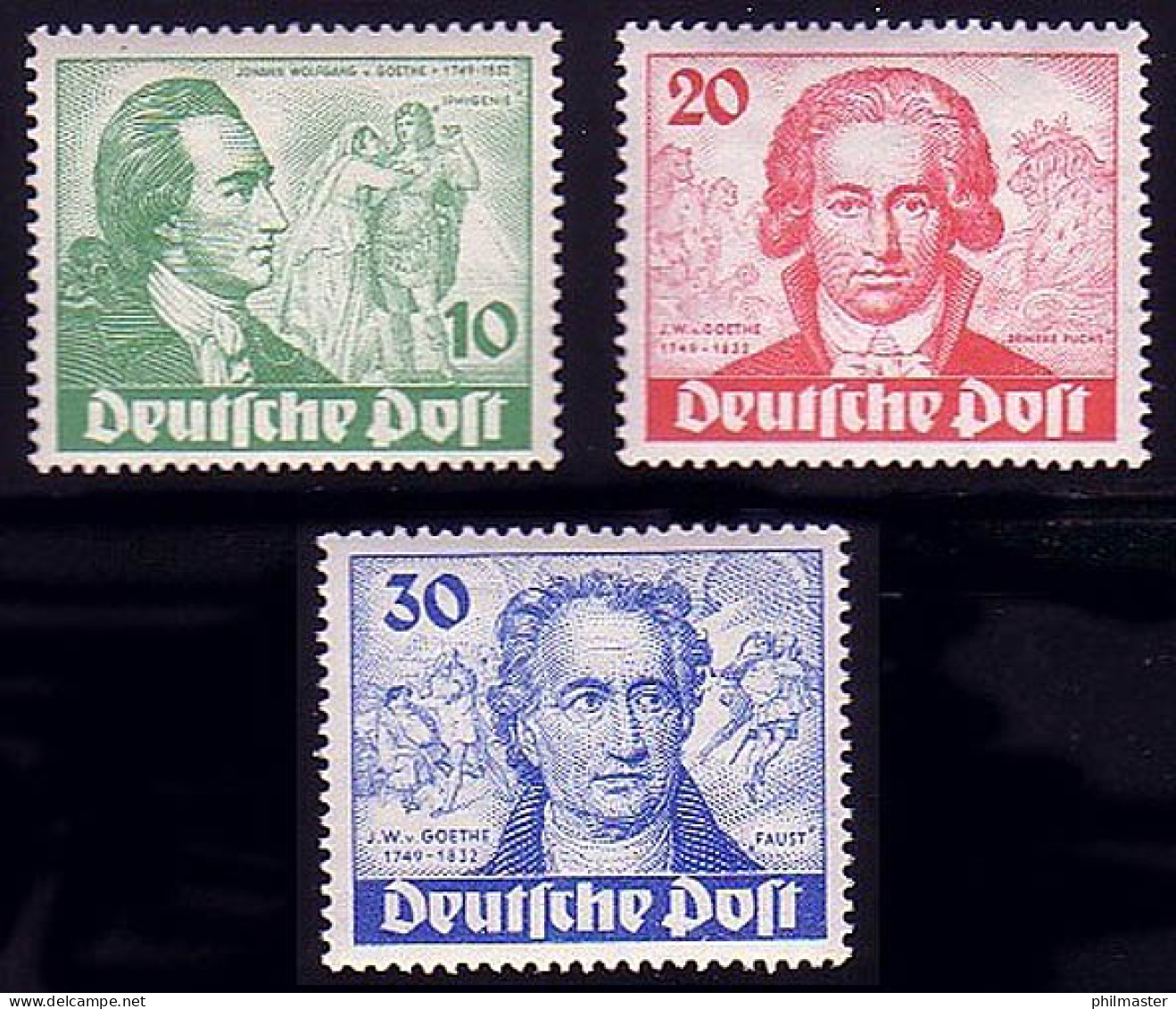 61-63 Goethe - Satz Postfrisch **, Alle Geprüft BPP - Unused Stamps