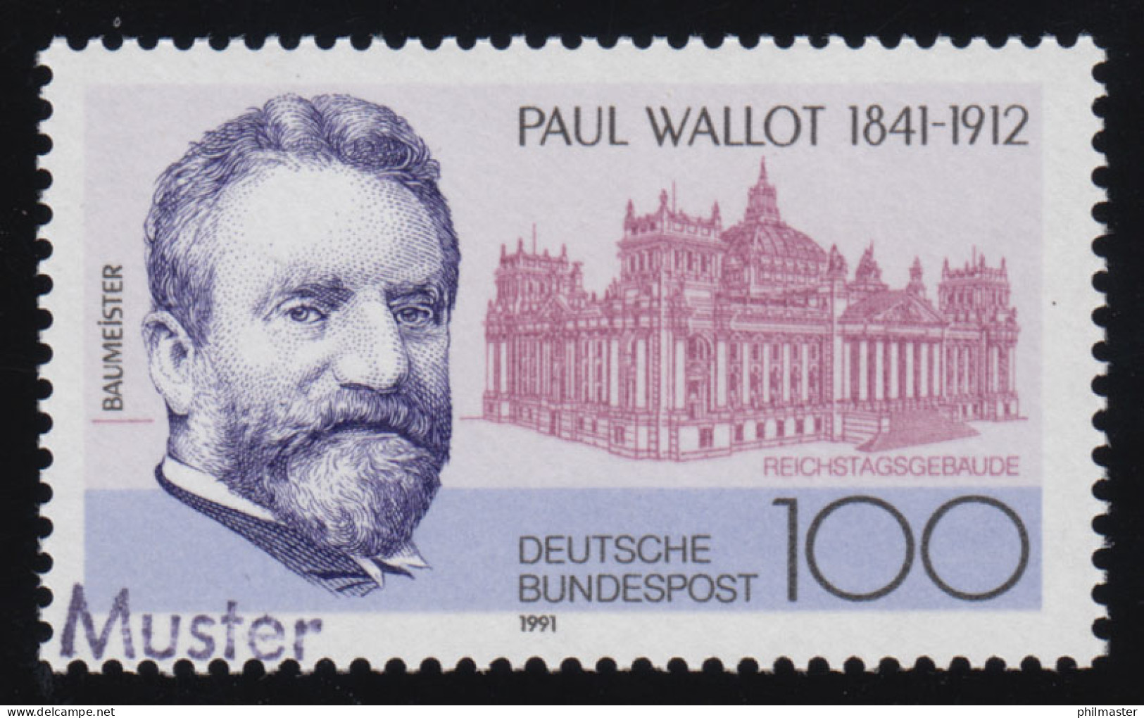 1536  Architekt Paul Wallot - Reichstagsgebäude Berlin, Muster-Aufdruck - Variétés Et Curiosités