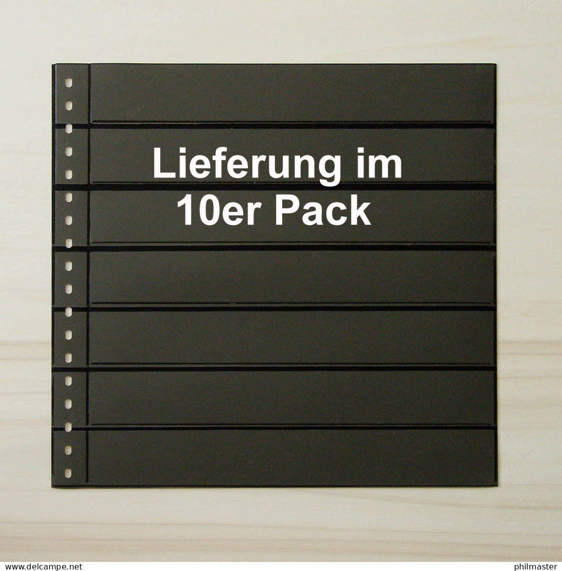 LINDNER Omnia Einsteckblatt 07 - Schwarz 7 Streifen - 10er-Packung - Blankoblätter