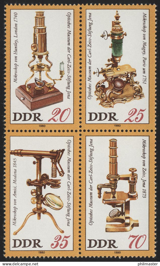 2534-2537 Mikroskope 1980, Viererblock, Postfrisch - Neufs
