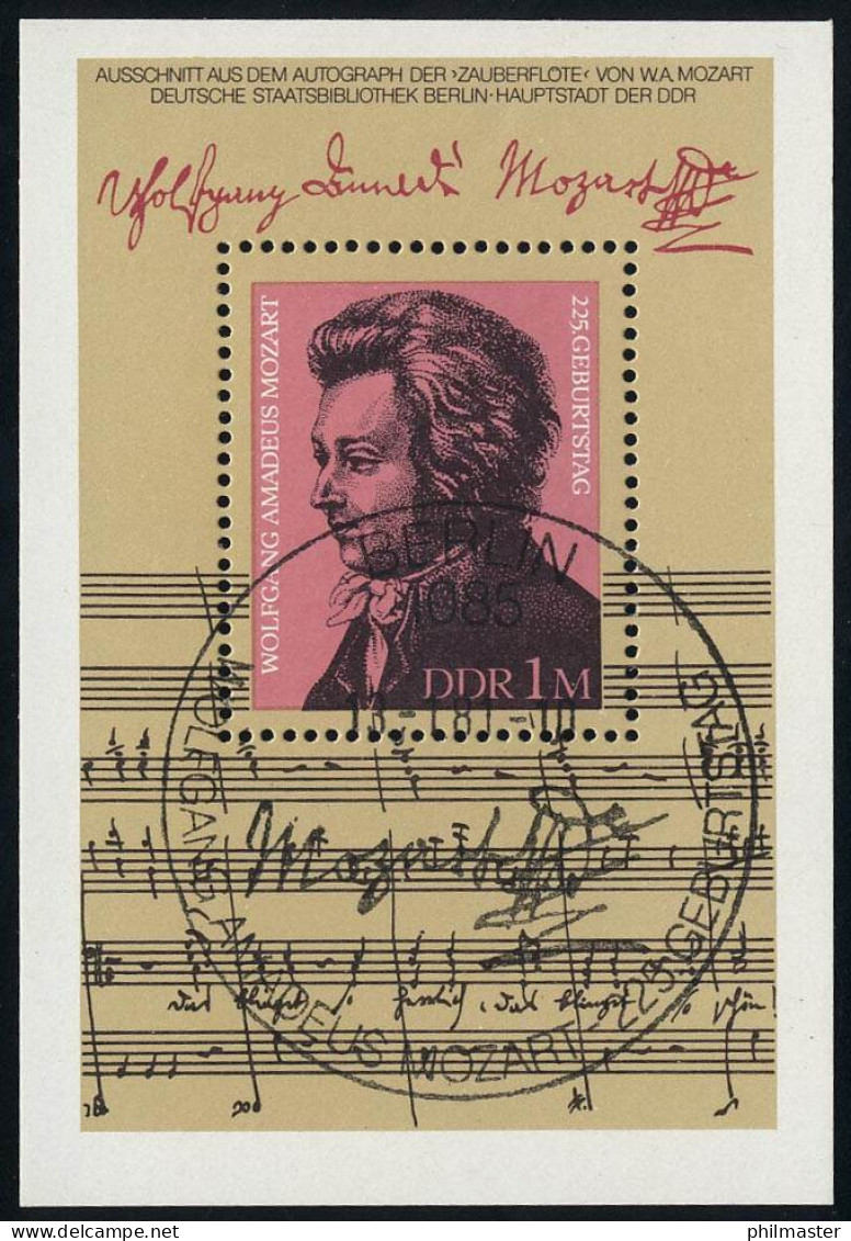 Block 62 Wolfgang Amadeus Mozart 1981, ESSt Berlin - Gebraucht