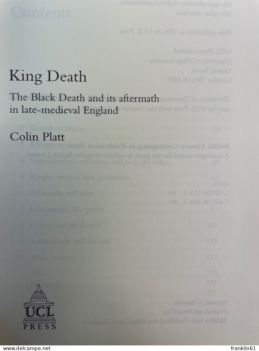 King Death: The Black Death And Its Aftermath In Late-Medieval England. - 4. 1789-1914