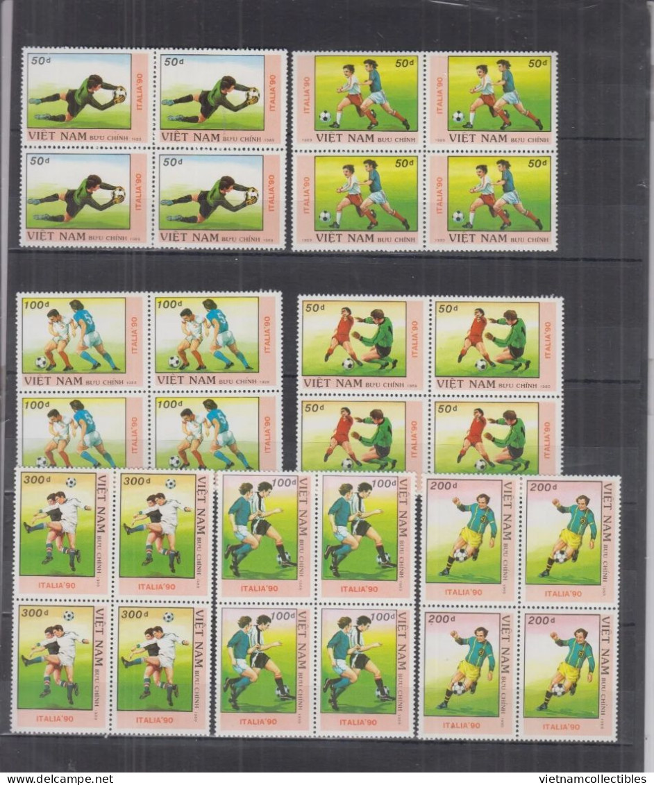 Blocks 4 Of Vietnam Viet Nam MNH Perf Stamps 1989 : World Cup Football In Italia (Ms575) - Viêt-Nam