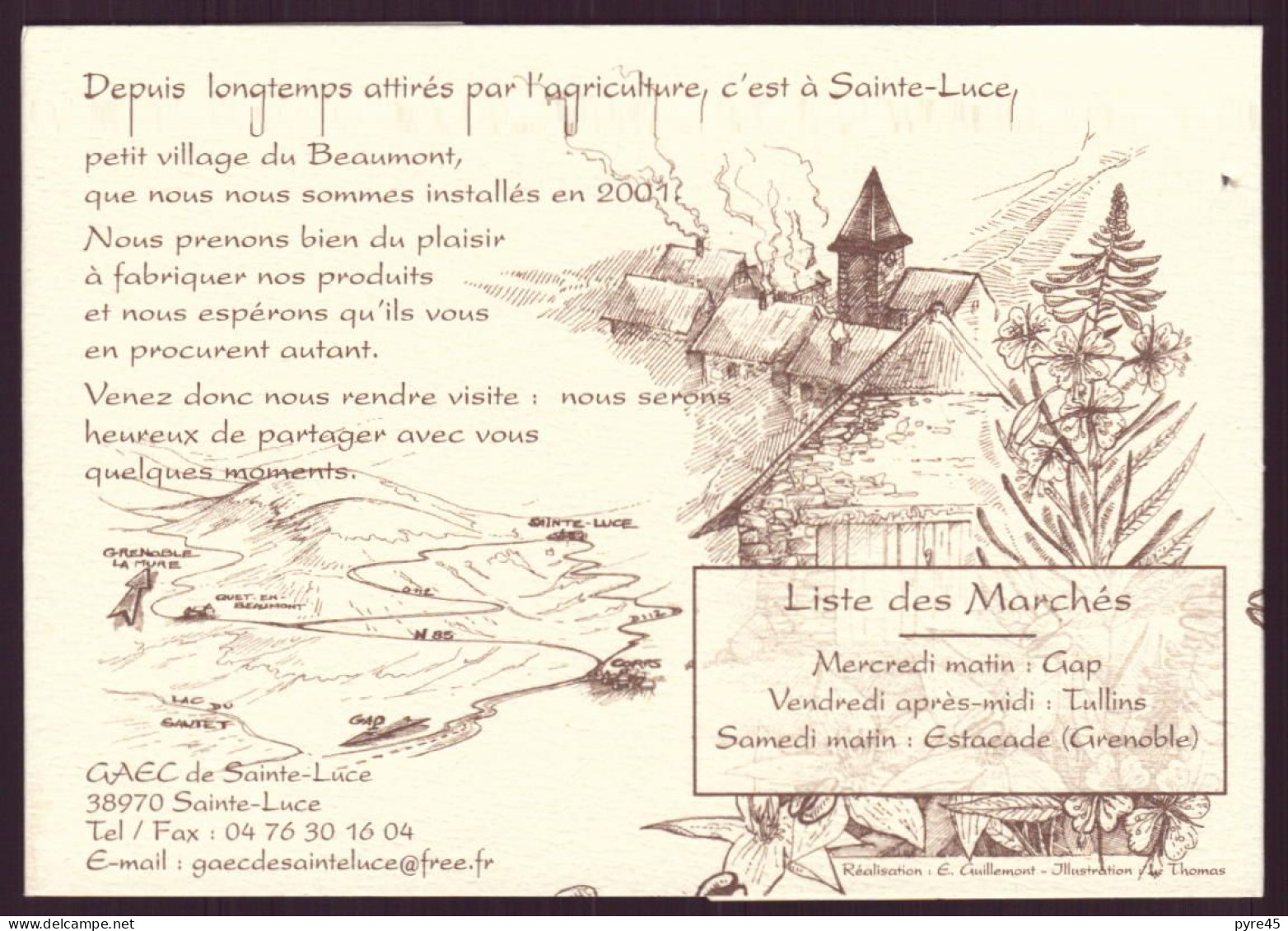 CARTE PUBLICITAIRE GAEC DE SAINTE LUCE TOMMES FROMAGES YAOURTS ... - Tarjetas De Visita