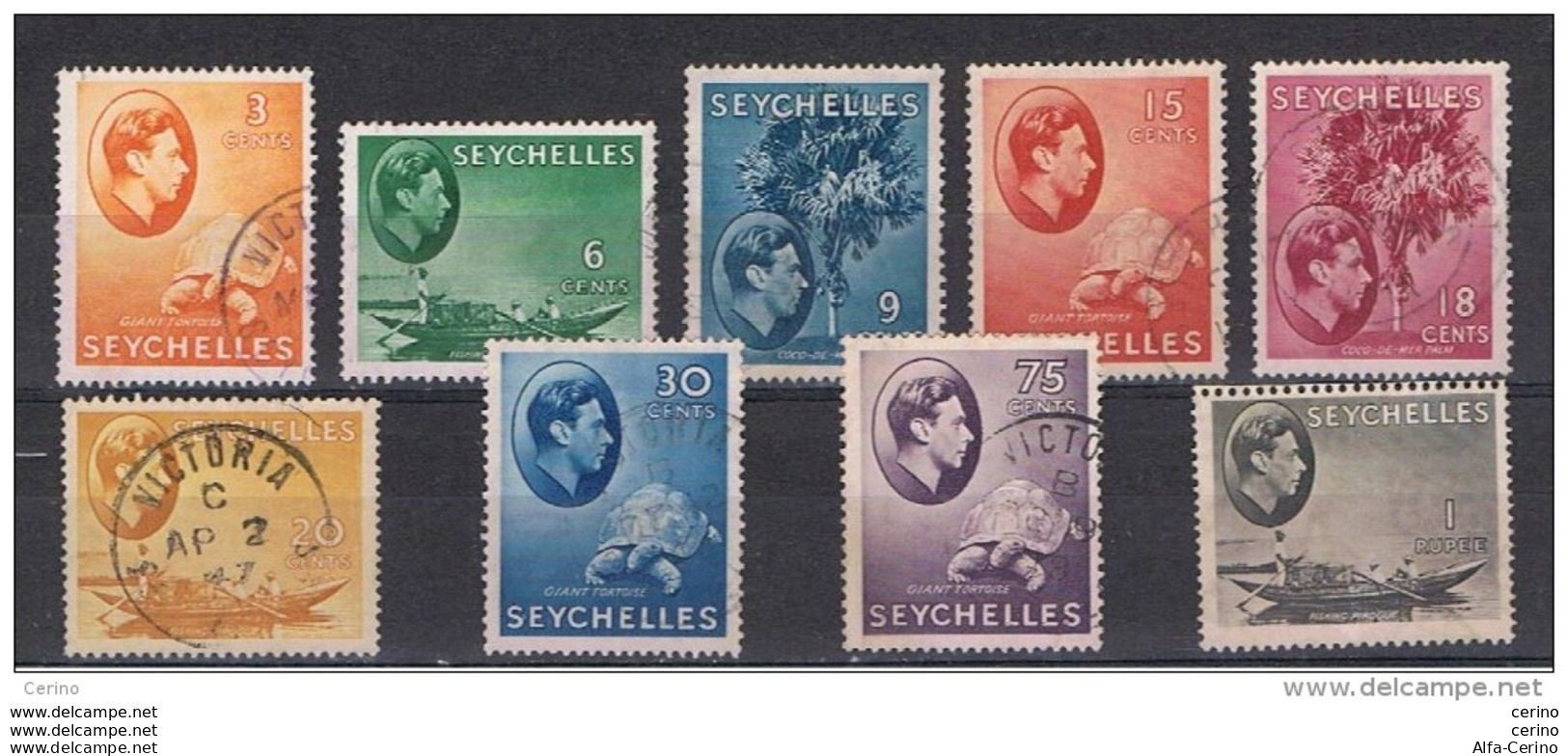 SEYCHELLES:  1941  GEORGE  VI°  -  KOMPLET  SET  9  USED  STAMPS  -  YV/TELL. 133/41 - Seychelles (...-1976)