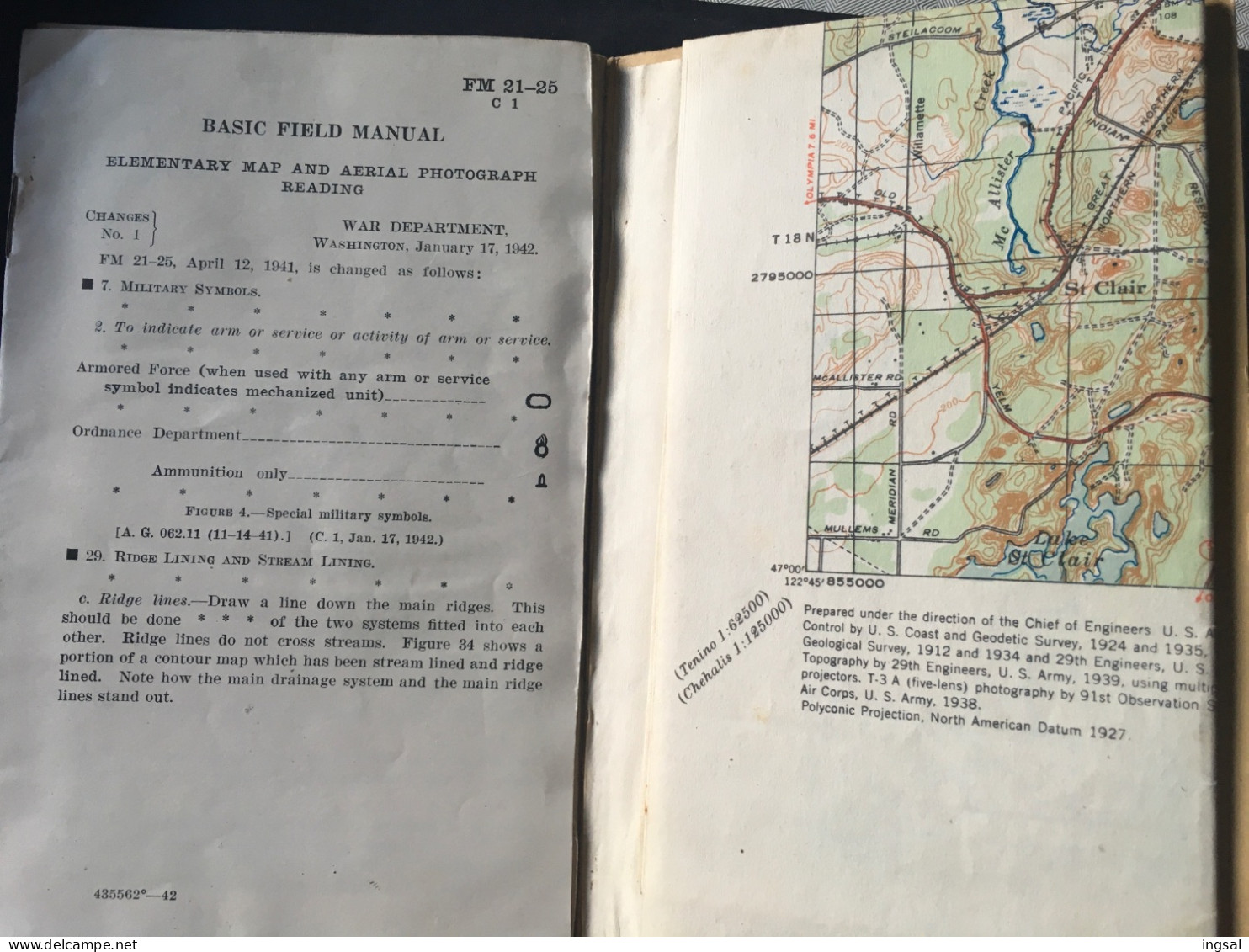 WAR DEPARTMENT…….ELEMENTARY MAP AND AERIAL PHOTOGRAPHY READING……April 12 1941 - Amerikaans Leger