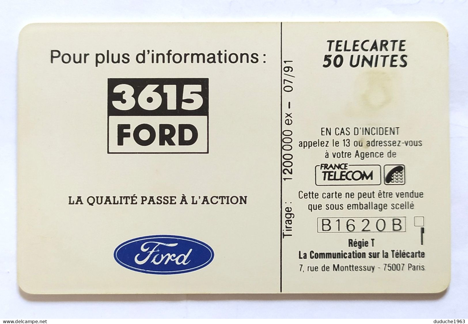 Télécarte France - Ford Fiesta - Zonder Classificatie