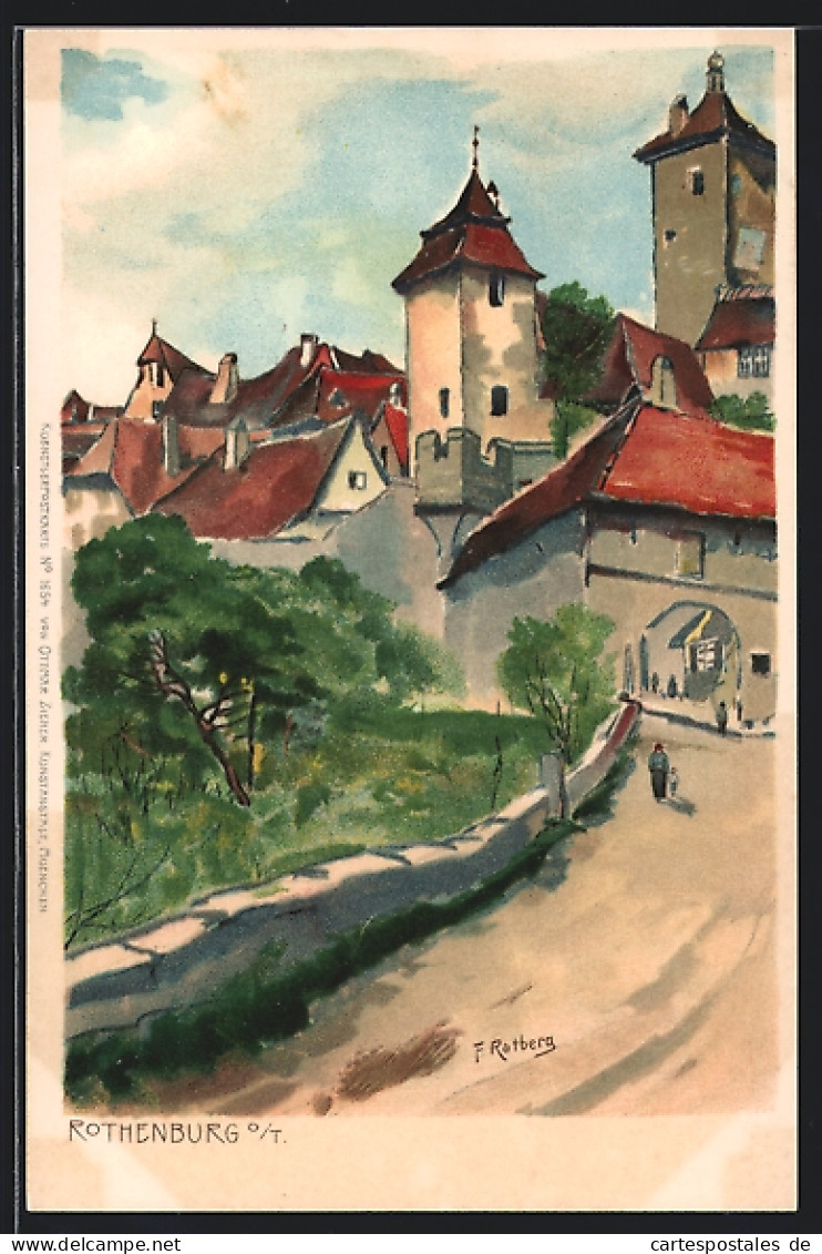 Lithographie Rothenburg O.T., Ortsansicht Mit Tordurchgang  - Rothenburg O. D. Tauber