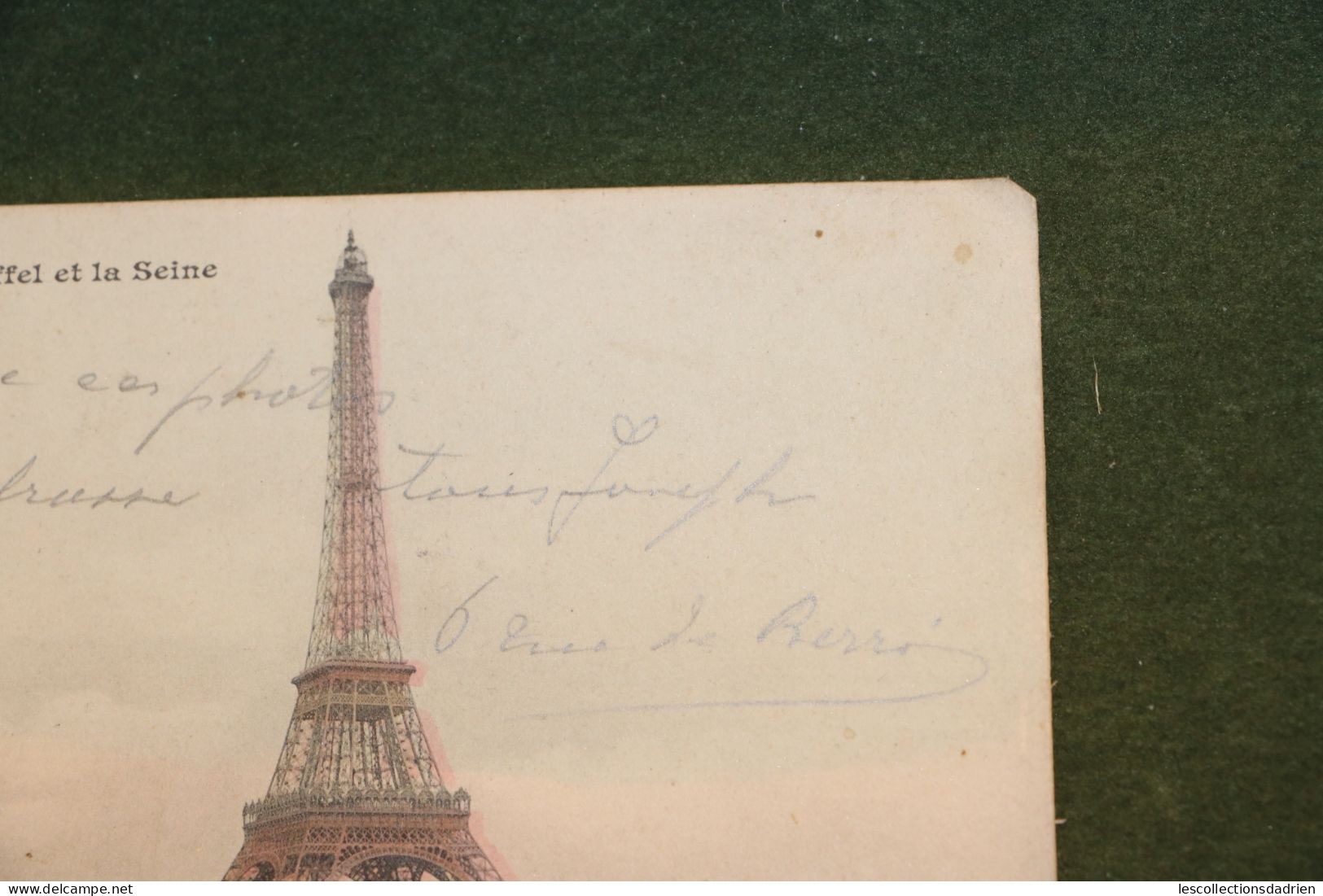 Carte postale Paris la tour Eiffel et la Seine - bateaux animée - cachet arrivée à 5555 Bièvre