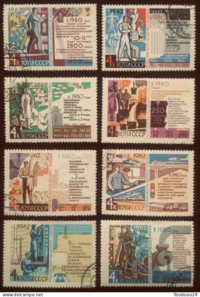 Russie 1962  Y&T : 2593 A 2600 - Oblitérés