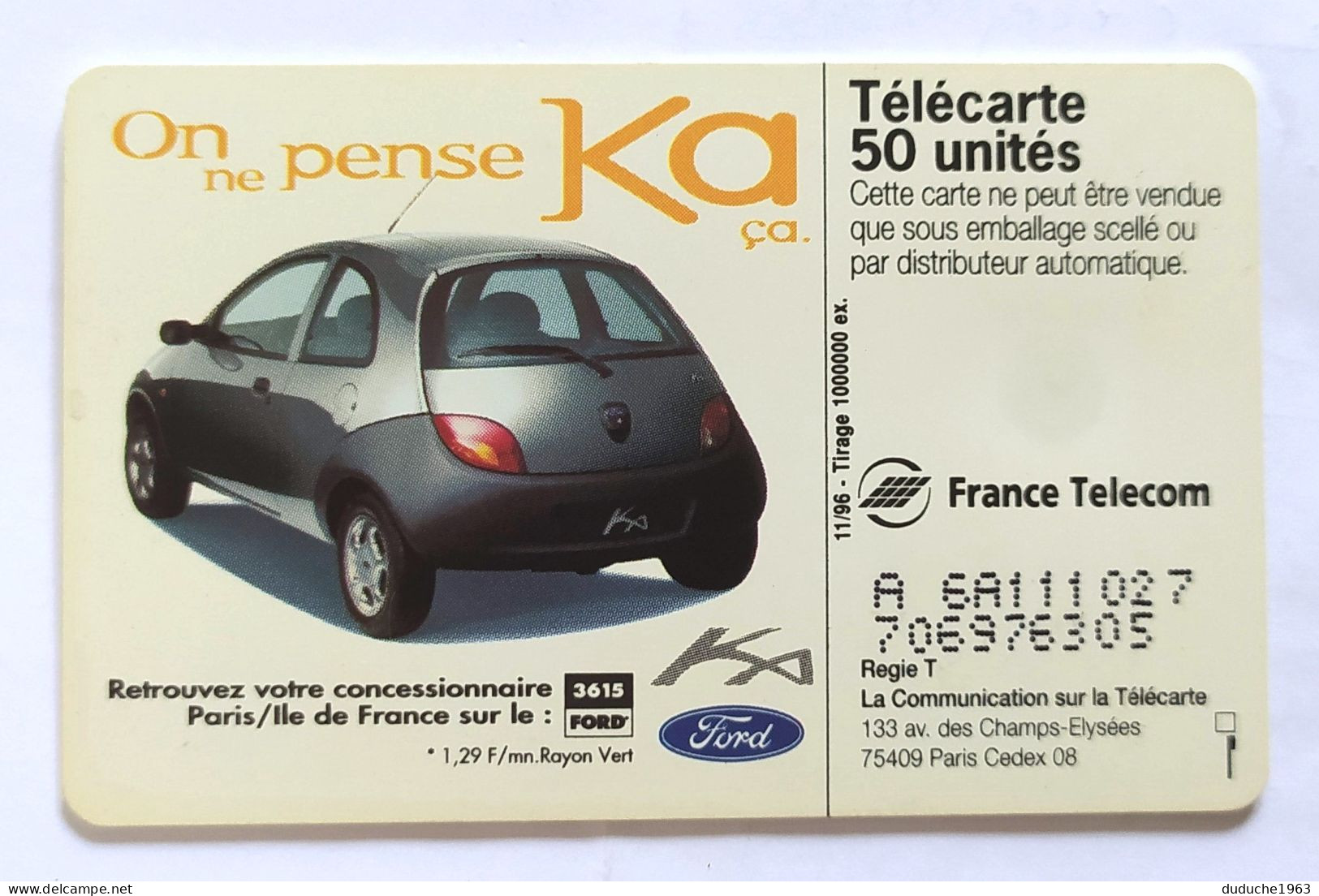Télécarte France - Ford KA - Non Classificati