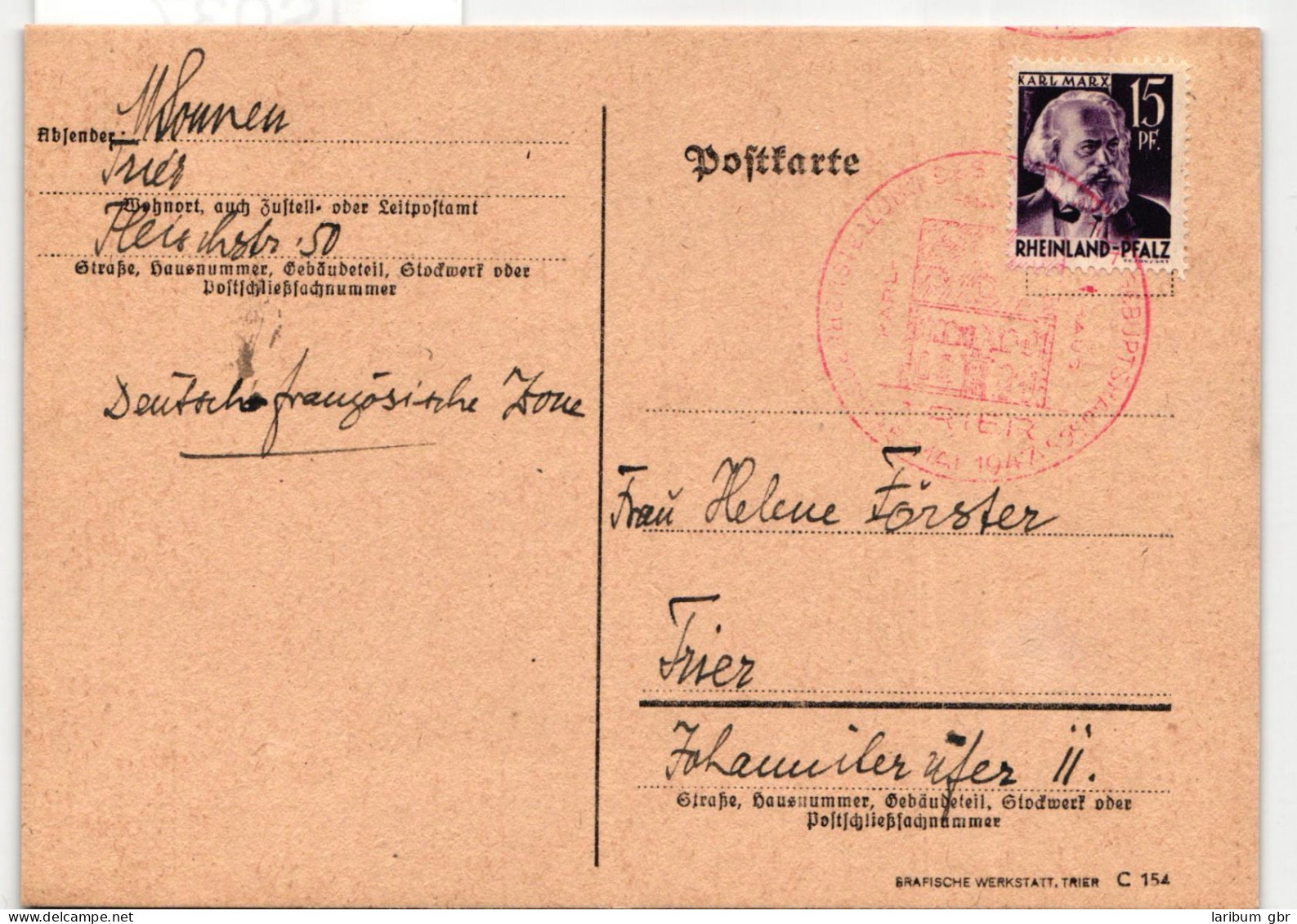 Französische Zone Rheinland-Pfalz 5 Auf Postkarte Echt Gelaufen #IS037 - Rijnland-Palts