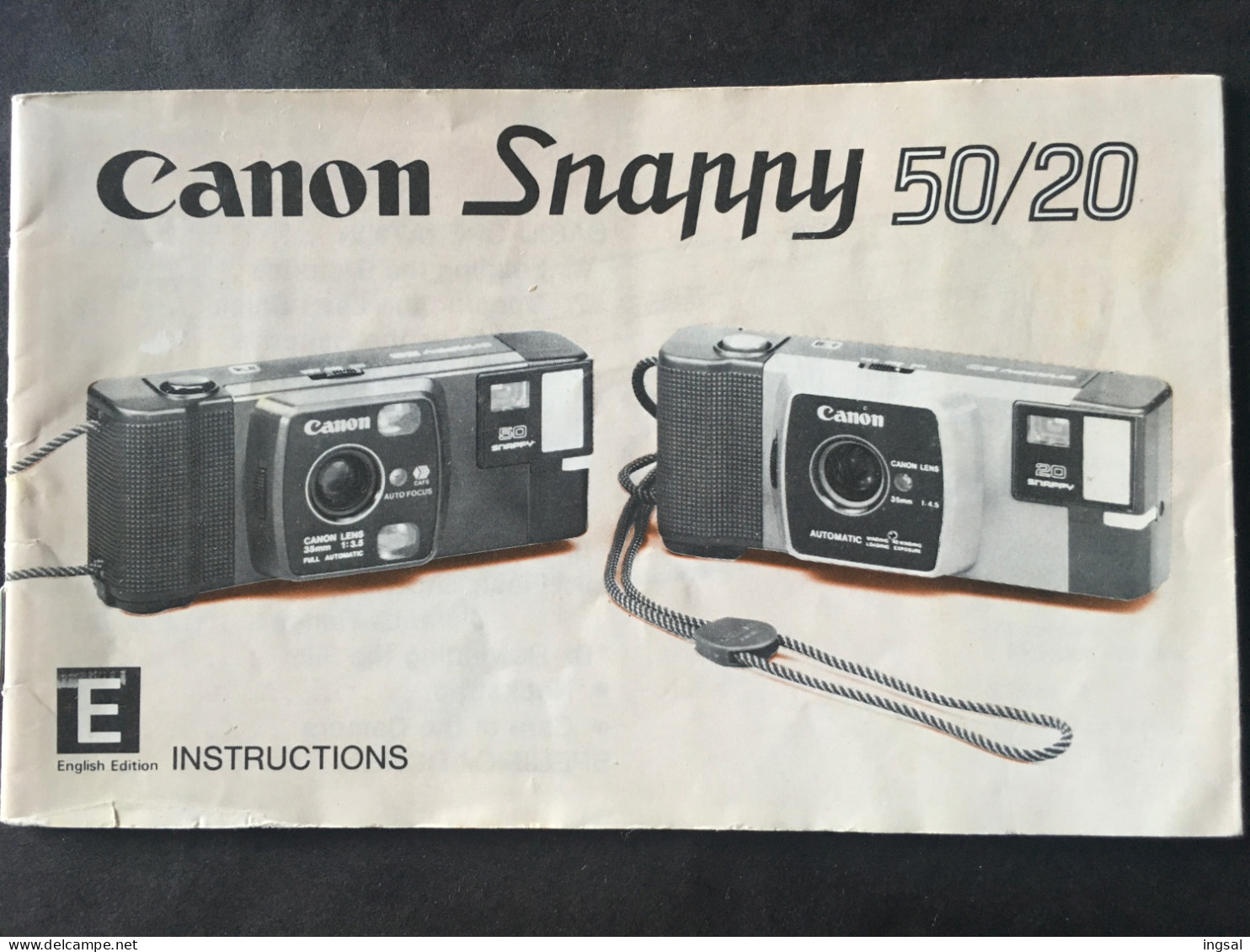 CANON………SNAPPY 50/20…………Instructions Booklet….20 Pages - Photography