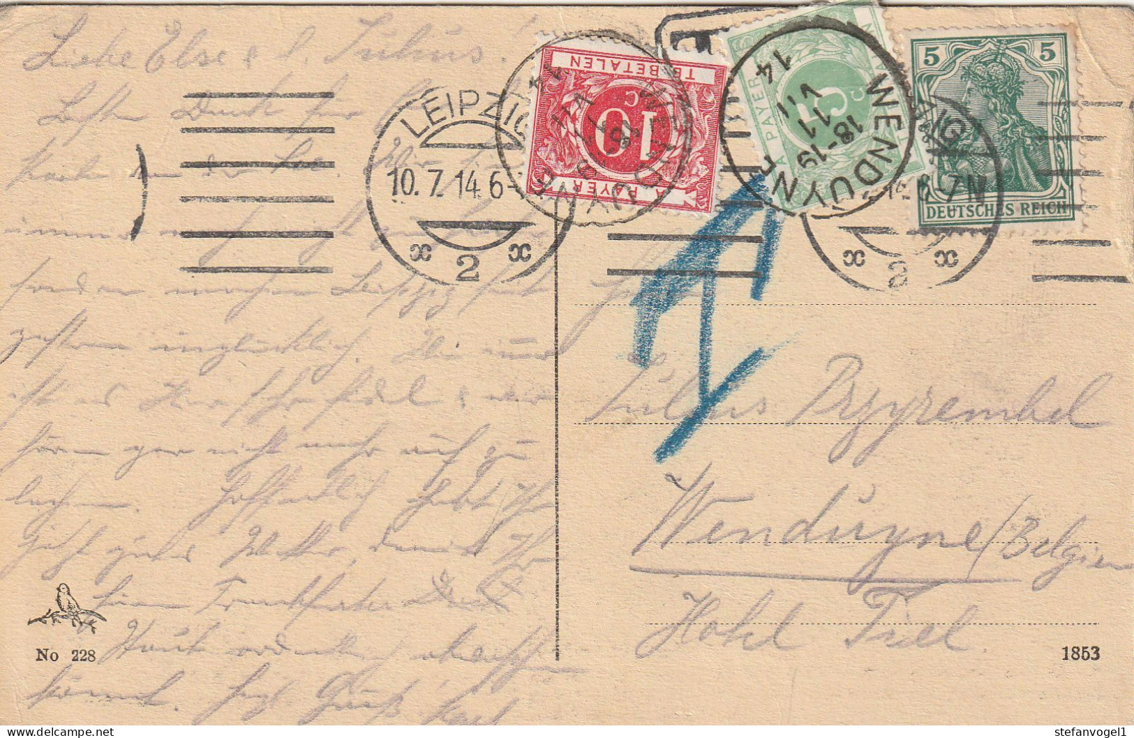 Nachgebühr 1914, 5c Marke Defekt - Lettres & Documents
