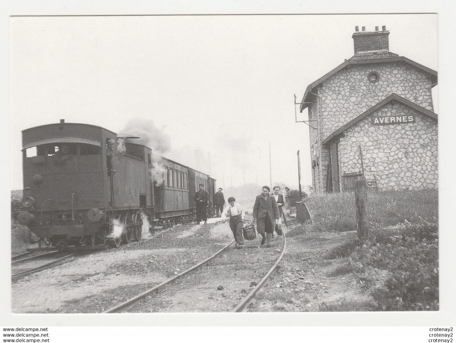 CPM TRAIN VOIR DOS 95 AVERNES Ligne Pontoise Sagy Magny En Vexin Locomotive Schneider Voyageurs Chargés Le 06/07/1947 - Avernes