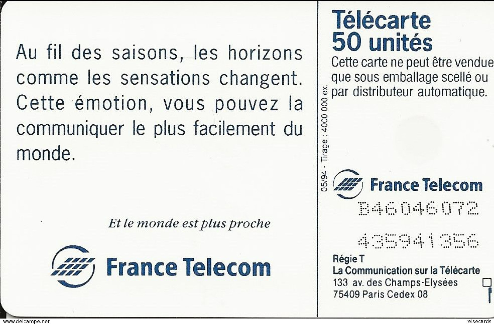 France: France Telecom 05/94 F466C Saison Printemps - 1994