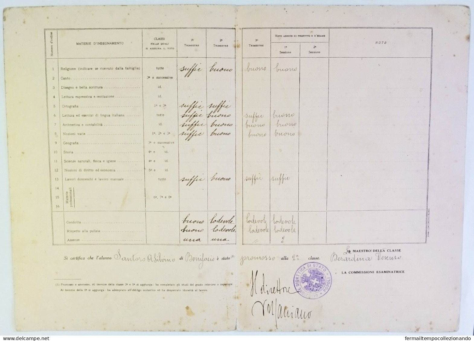 Bp55 Pagella Fascista Opera Balilla Regno D'italia Popoli Pescara 1927 - Diploma & School Reports