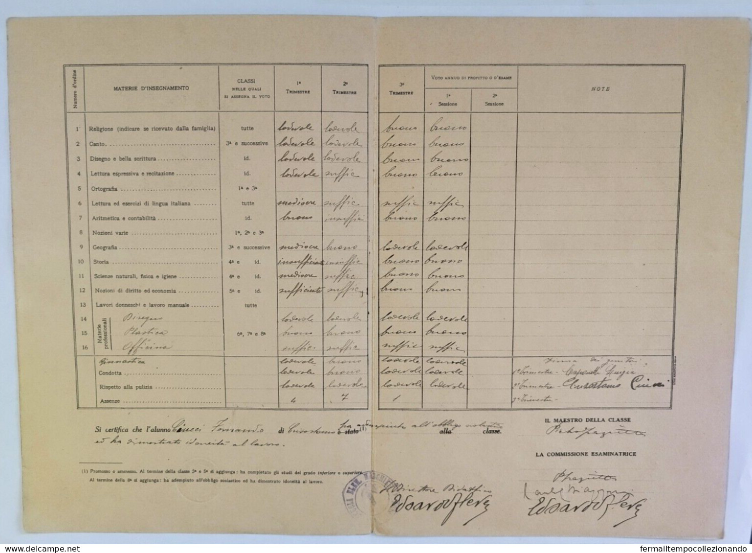 Bp53 Pagella Fascista Opera Balilla Regno D'italia Roma 1928 - Diploma & School Reports