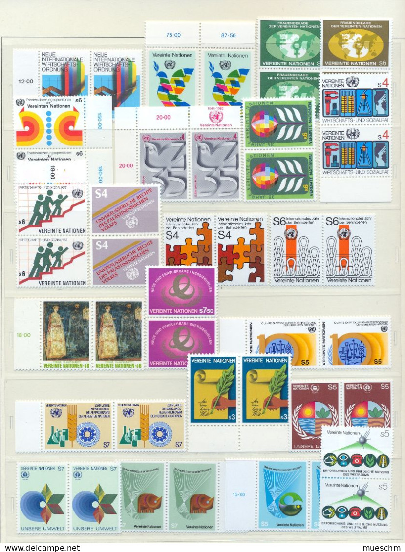 UNO Wien, Jahrgänge 1980-1982 In Paaren, Postfrisch (Mi.7-28) (8610L) - Unused Stamps