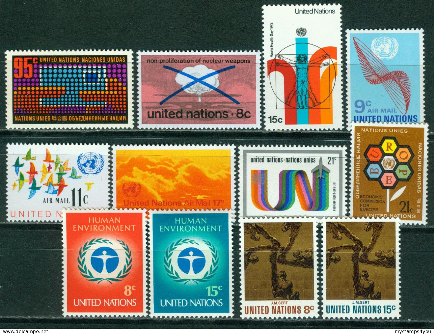 Bm UN New York (UNO) 1972 MiNr 242-253 MNH | Complete Year 1972 #kar-1502a - Neufs