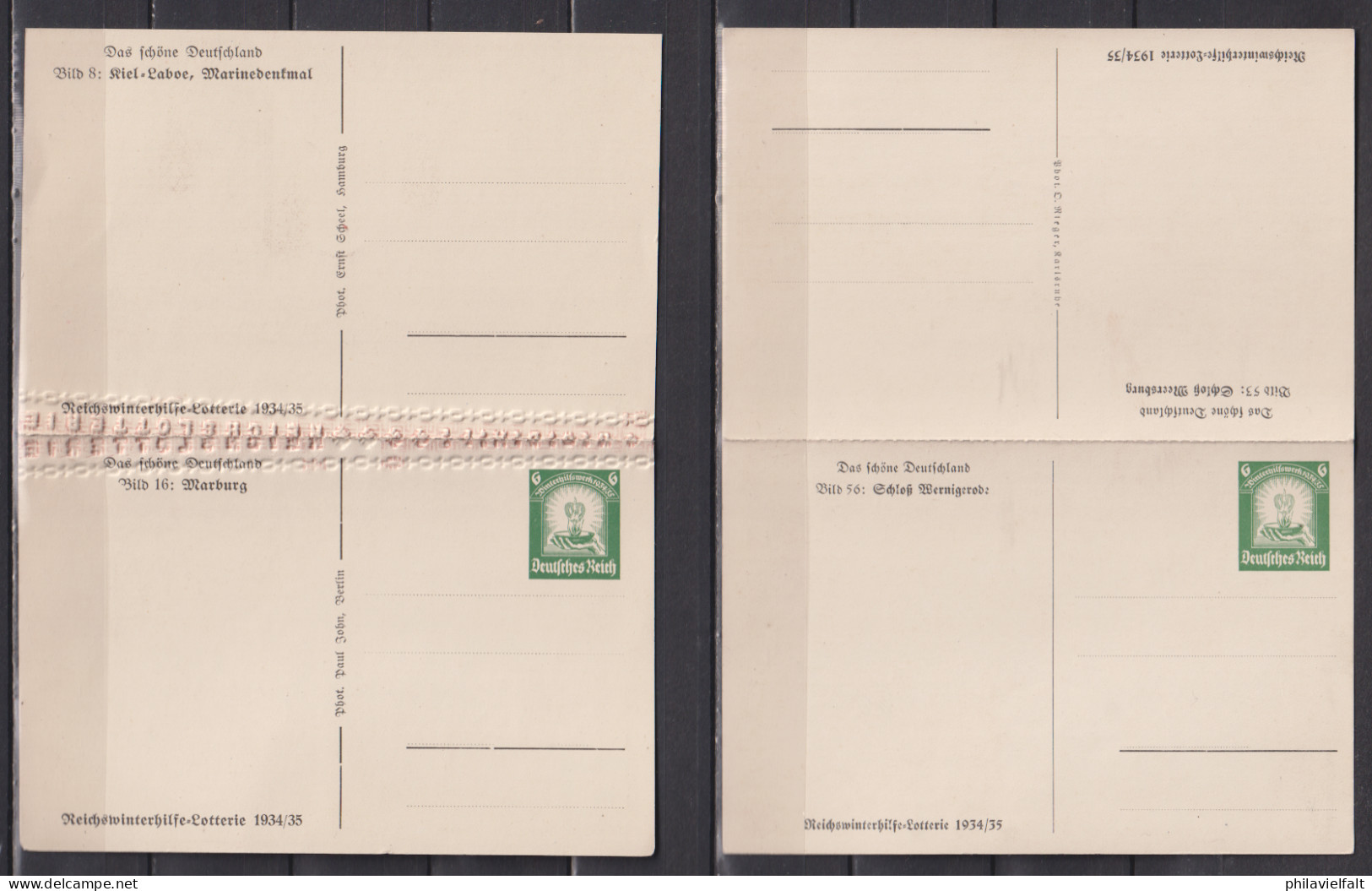 Dt.ReichWHW-Sonderpostkarte MiNo. 254 ** 4 Doppelkarten Bilder 53/56 (2x) ,  156/162, 8/16, - Postkarten